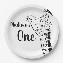 Giraffe Zoo Animals Wild Jungle Doodle Pappteller