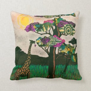 Giraffe zu den Flugzeug Afrikas Kissen