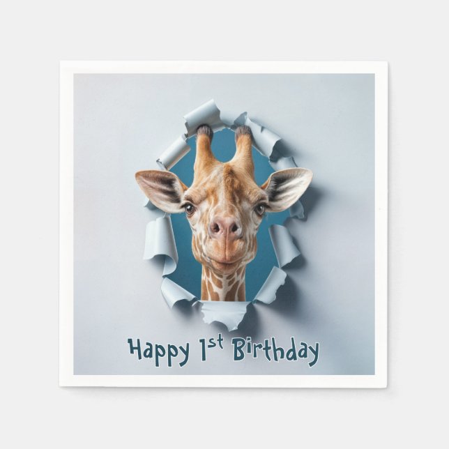 Giraffe zum ersten Geburtstag durch einen Papierlo Serviette (Vorderseite)