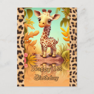 Giraffe zum Geburtstag für Kinder Postkarte