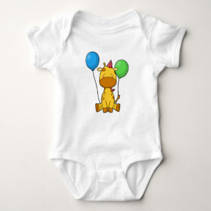 Giraffe zum Geburtstag mit Balloons Baby Strampler