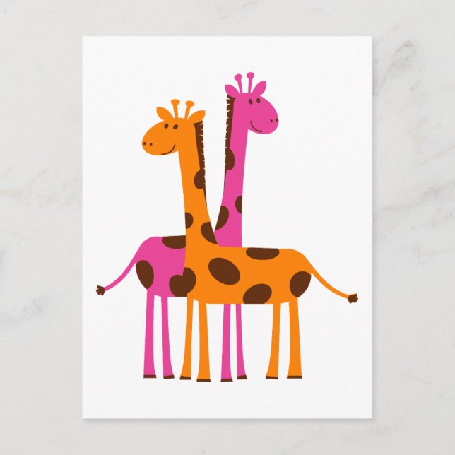 Giraffen-297326 Giraffen Orangenrosa Cartoon Safa Postkarte (Vorderseite)