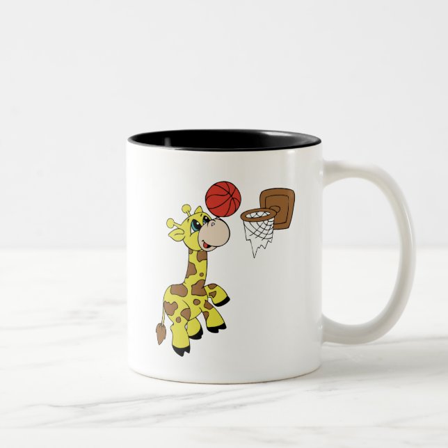 Giraffen-Basketball Zweifarbige Tasse (Rechts)