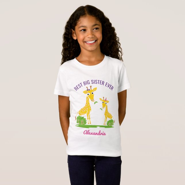 Giraffen-beste große Schwester-überhaupt T-Shirt (Vorne ganz)