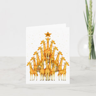 Giraffen bilden Weihnachtsbaum Lichter Stern Safar Karte