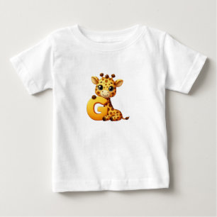 Giraffen-Buchstabe G Baby-T-Shirt Baby T-shirt