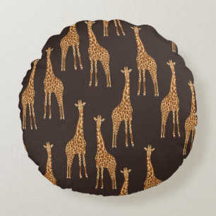 Giraffen Dark: Abstrakt Vintag nahtlos. Rundes Kissen