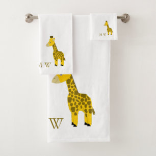Giraffen-Design Monogramm Badhandtuch Set