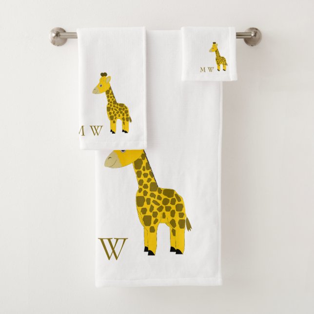 Giraffen-Design Monogramm Badhandtuch Set (Insitu)