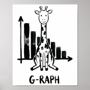 Giraffen-Diagramm-Statistik-Mathe-Lehrer-Wortspiel Poster
