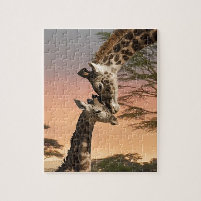 Giraffen, die sich grüßen puzzle (Vertikal)