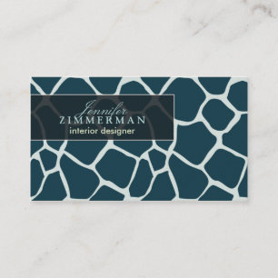 Giraffen-Druck-Designer-Visitenkarte:: Aquamarin Visitenkarte