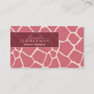 Giraffen-Druck-Designer-Visitenkarte:: Rosa Visitenkarte