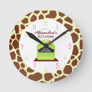 Giraffen-Druck-Küchen-Uhr Runde Wanduhr