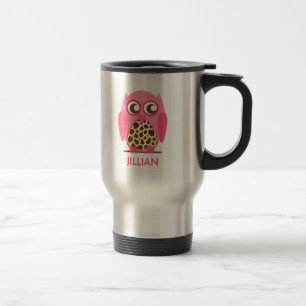 Giraffen-Druck u. rosa Eulen-personalisierte Tasse