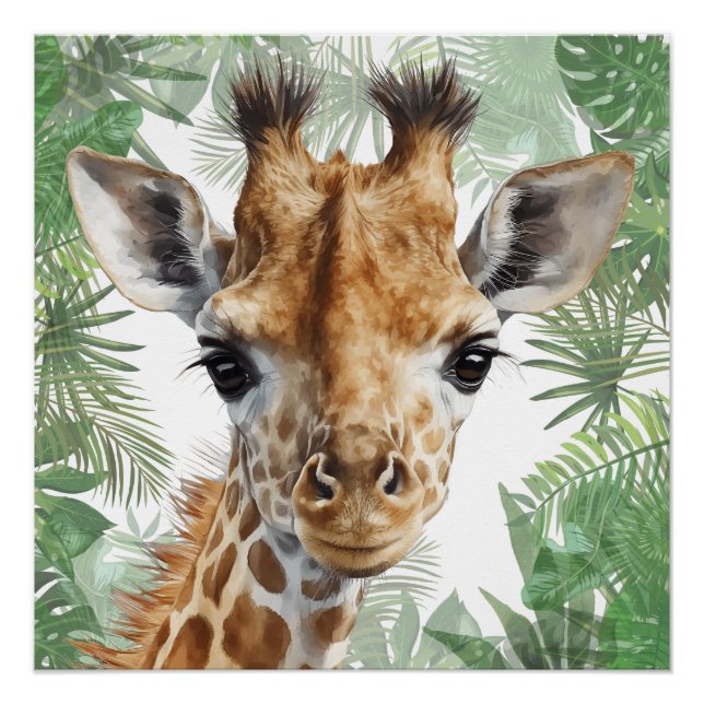 Giraffen-Dschungel-Hintergrund  Poster (Vorderseite)