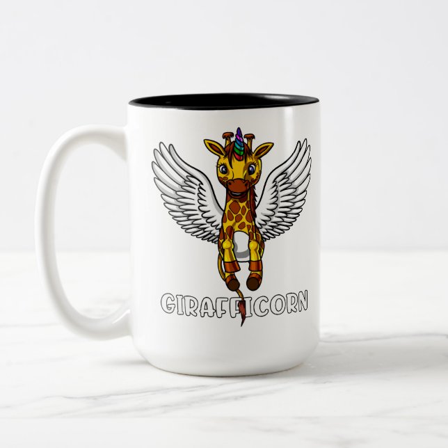 Giraffen-Einhorn-lustiges afrikanisches Tier Zweifarbige Tasse (Links)