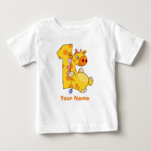 Giraffen-erste Geburtstags-Gewohnheit Baby T-shirt