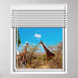 Giraffen-Fake-Fensteransicht Poster