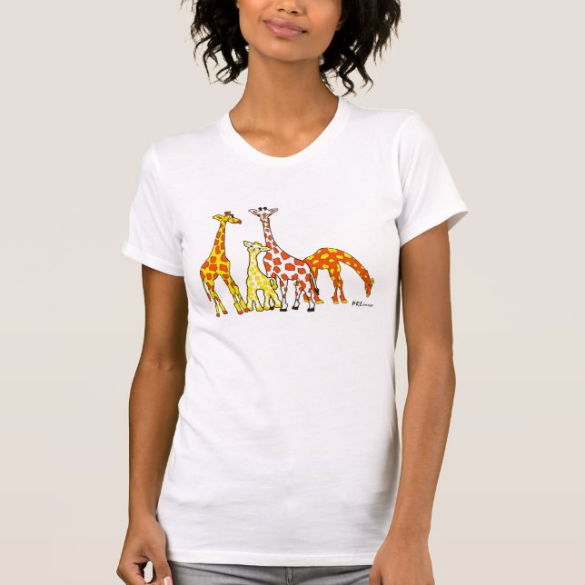 Giraffen-Familie im T-Shirt der orange und gelben (Vorderseite)