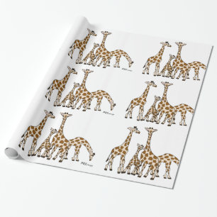 Giraffen-Familie in Brown und im beige Packpapier