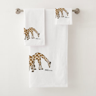 Giraffen-Familie in Brown und im beige Tuch-Set Badhandtuch Set