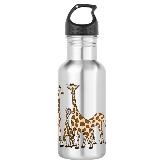 Giraffen-Familie in Brown und in der beige Trinkflasche (Vorderseite)