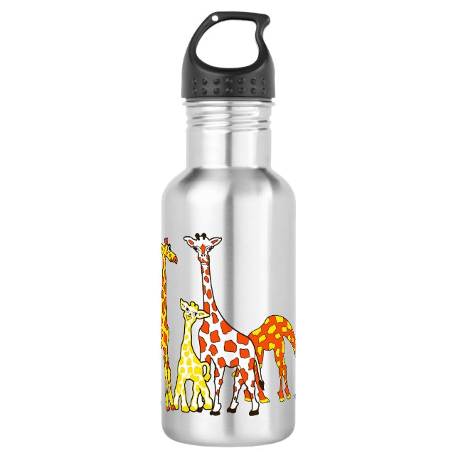 Giraffen-Familie in der orange und gelben Trinkflasche (Vorderseite)