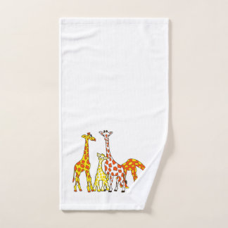 Giraffen-Familie in orange und gelbem HandTowel Handtuch