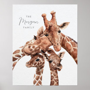 Giraffen-Familienporträt Familie Vier, Kinderzimme Poster