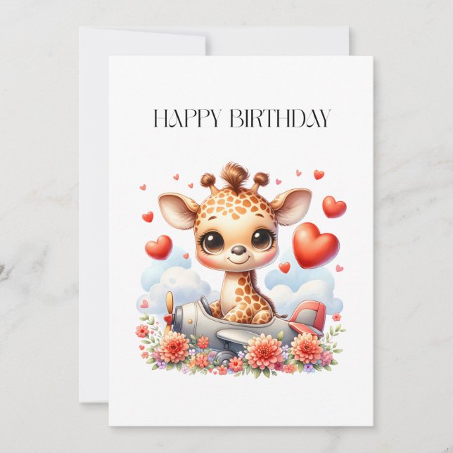 Giraffen-Flugzeug-Geburtstag (Vorderseite)