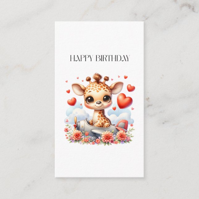 Giraffen-Flugzeug-Geburtstag Begleitkarte (Vorderseite)