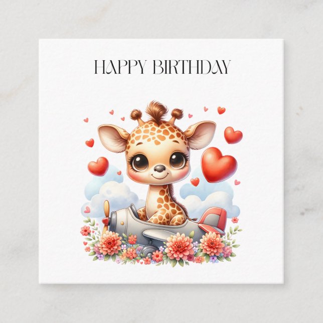 Giraffen-Flugzeug-Geburtstag Begleitkarte (Vorderseite)