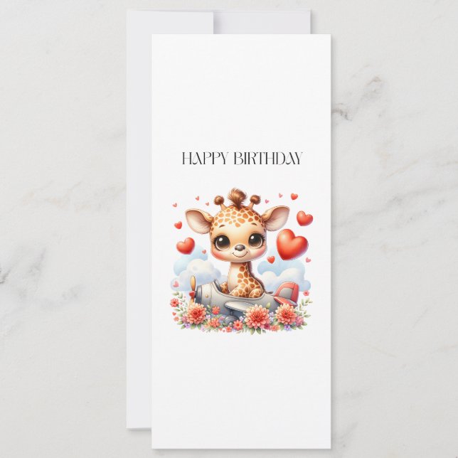 Giraffen-Flugzeug-Geburtstag Einladung (Vorderseite)