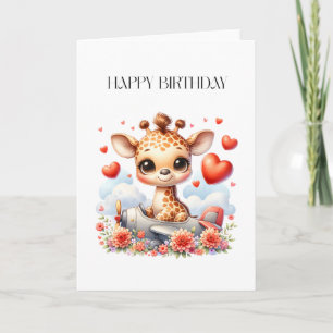 Giraffen-Flugzeug-Geburtstag Karte