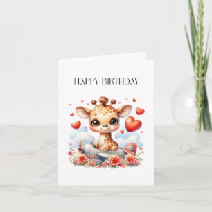 Giraffen-Flugzeug-Geburtstag Karte
