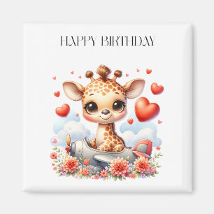 Giraffen-Flugzeug-Geburtstag Magnet