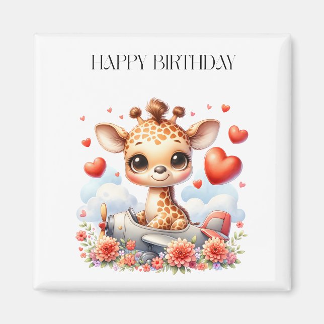 Giraffen-Flugzeug-Geburtstag Magnet (Vorne)