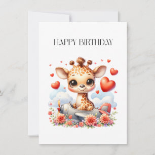 Giraffen-Flugzeug-Geburtstag Mitteilungskarte