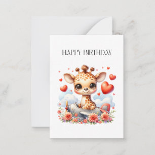 Giraffen-Flugzeug-Geburtstag Mitteilungskarte
