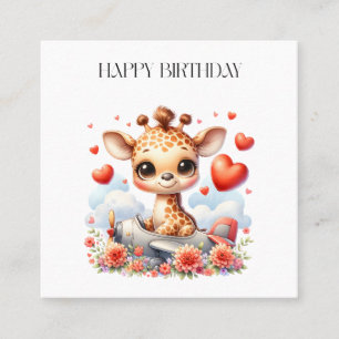 Giraffen-Flugzeug-Geburtstag Quadratische Visitenkarte