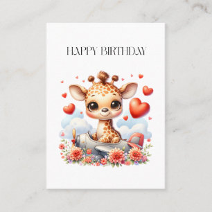 Giraffen-Flugzeug-Geburtstag Visitenkarte