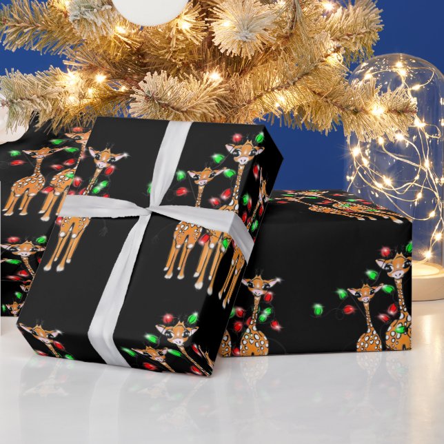 Giraffen für den Urlaub, blinkende rote und grüne  Geschenkpapier (Feiertage)