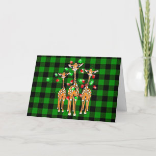 Giraffen für den Urlaub, farbenfrohe grüne Lichter Feiertagskarte
