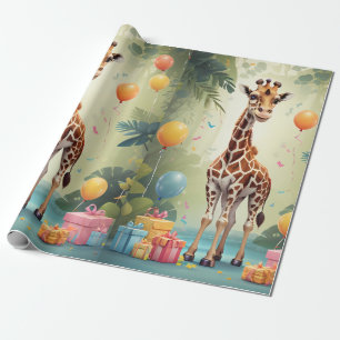 Giraffen & Geschenke im Dschungel   Schleifpapier Geschenkpapier