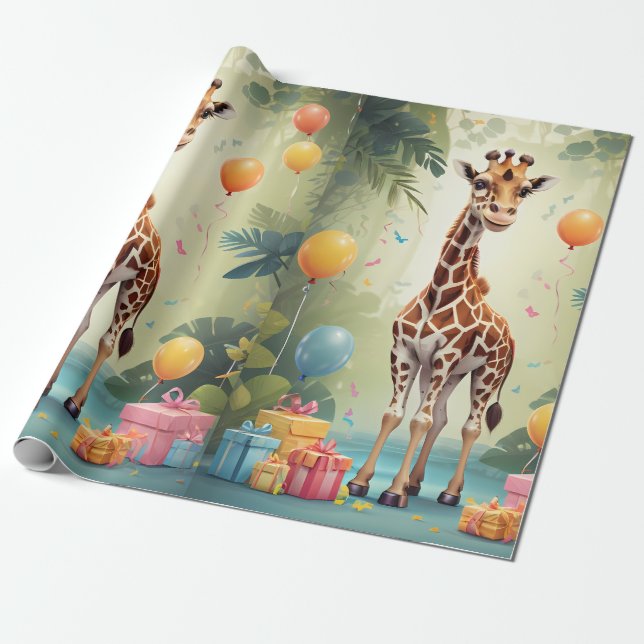 Giraffen & Geschenke im Dschungel | Schleifpapier Geschenkpapier (Ungerollt)