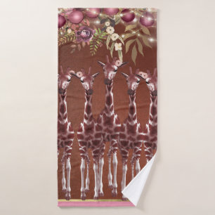 Giraffen Giraffe Floral Brown Safari Chic Badhandtuch Set