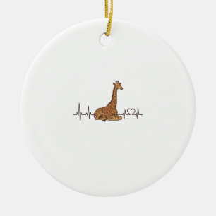 Giraffen-Herzschlag Vintage-Schriftzug-Shirt-Desig Keramik Ornament