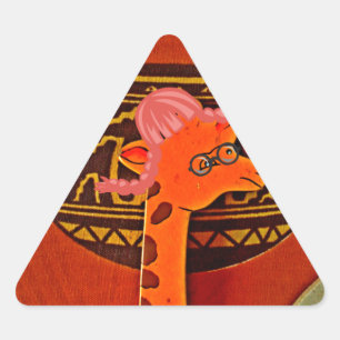 Giraffen-Hut-Kunstprint Dreieckiger Aufkleber