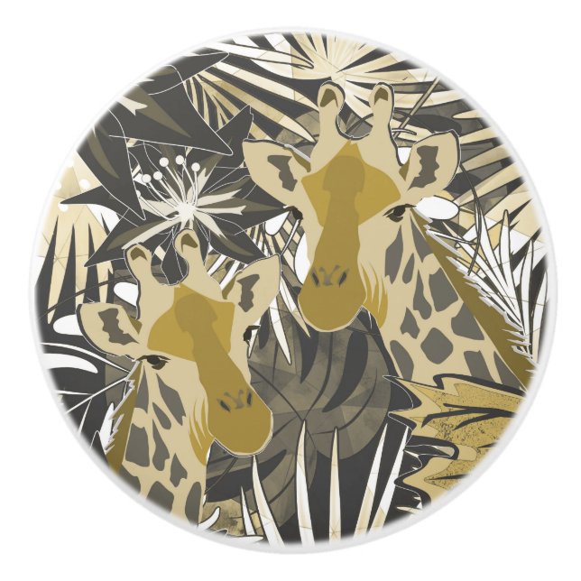 Giraffen im Nachtwald. Keramikknauf (Vorderseite)